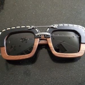Authentic PRADA wood frame sunglasses